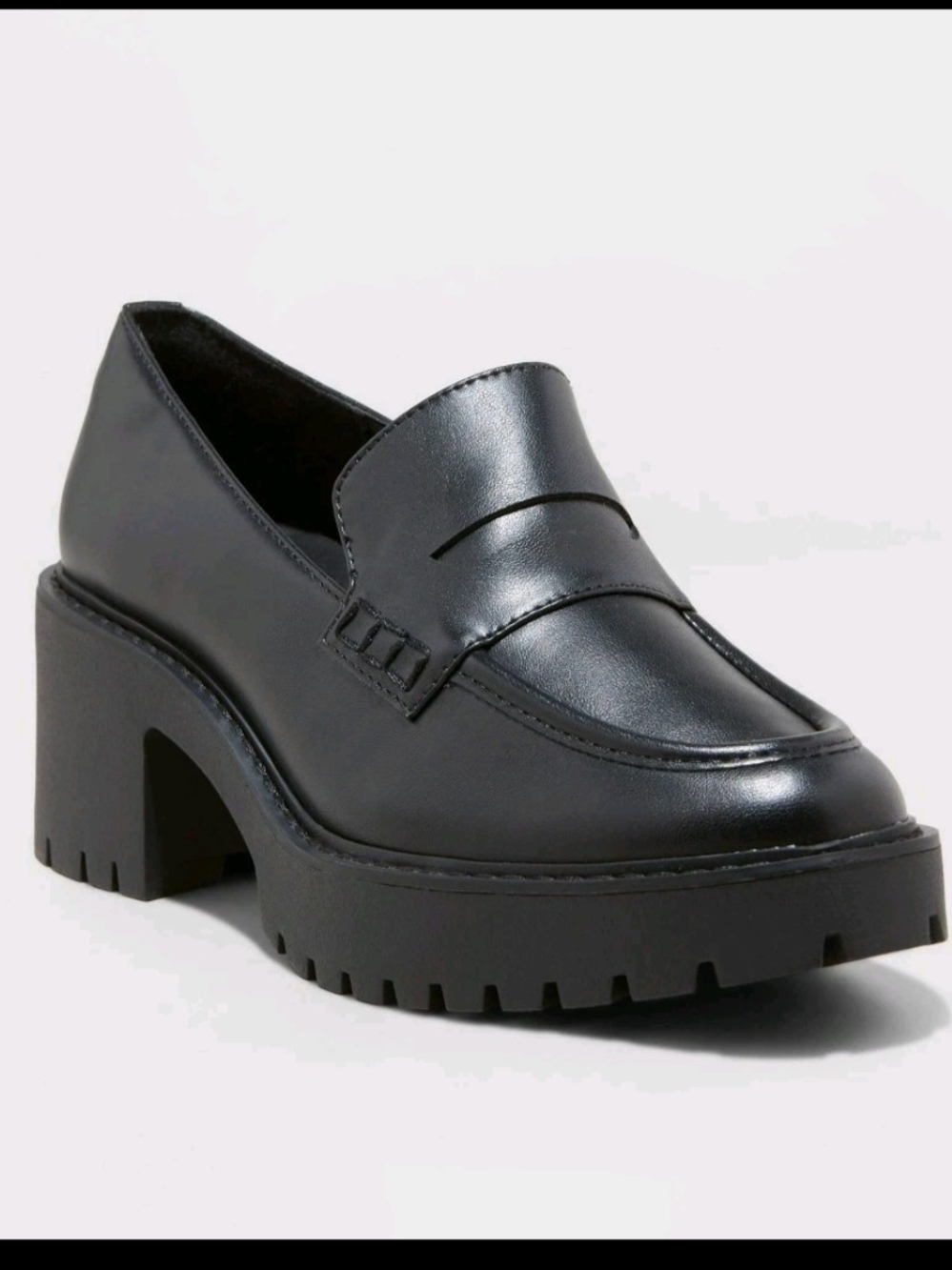 Universal Thread Womens Maisy Dress Casual Penny Loafer Heels Black Size 8 NWT